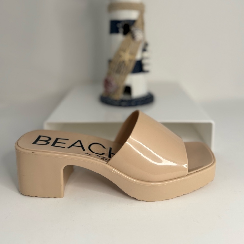 Beige Platform Slide Sandals - Women